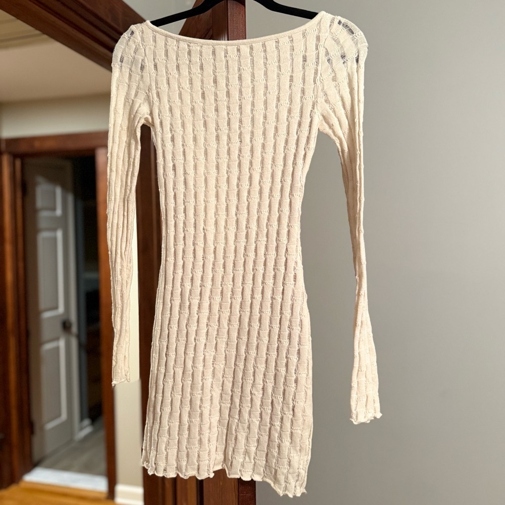 Berksha rustic sweater long sleeve mini dress